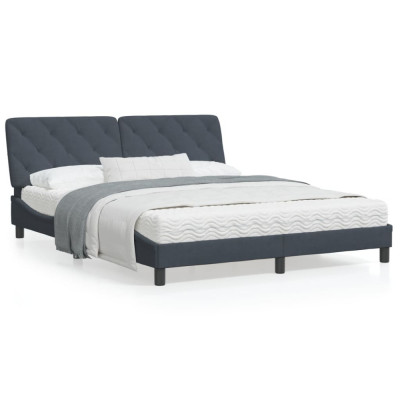 vidaXL Cadru de pat cu tăblie, gri &amp;icirc;nchis, 160x200 cm, catifea foto