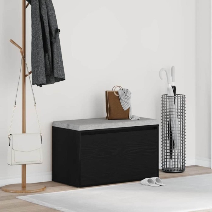 vidaXL bancă cu sertar Negru 80 x 40 x 45 cm Lemn compozit 862701