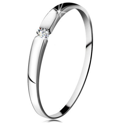 Inel cu diamant din aur alb 14K - diamant transparent, brațe ușor proeminente - Marime inel: 50 foto