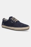Pepe Jeans espadrile din piele &icirc;ntoarsă TOURIST WEST culoarea bleumarin, PMS10336