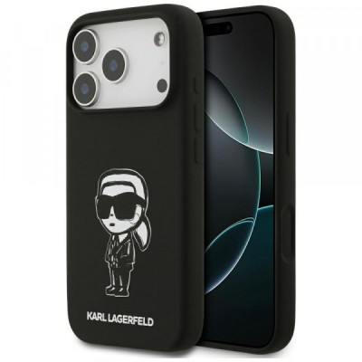 Husa pentru Apple iPhone 17 Pro, Karl Lagerfeld, Sketch and Logo Karl, Neagra foto
