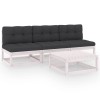 Set mobilier de gradina cu perne, 4 piese, lemn masiv de pin