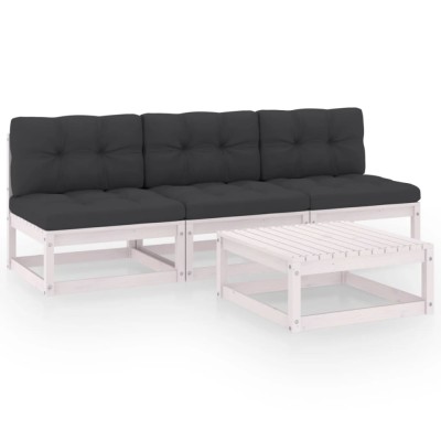 Set mobilier de gradina cu perne, 4 piese, lemn masiv de pin foto