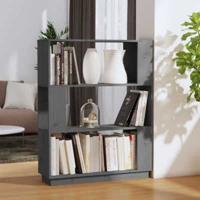 vidaXL Bibliotecă/Separator cameră, gri, 80x25x101 cm lemn masiv pin foto
