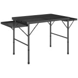 Outsunny Masă de camping pliabilă cu 2 rafturi laterale, &icirc;nălțime reglabilă pentru camping, picnic, grătar, negru | Aosom Romania