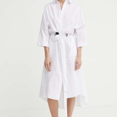 MMC STUDIO rochie din bumbac culoarea alb, midi, evazati, FELIA.DRESS