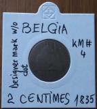 2 centimes 1835, Belgia, &icirc;n cartonaș