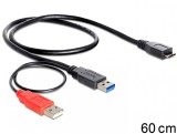 Cablu USB 3.0 la USB 3.0 micro B + USB 2.0 60cm, Delock 82909