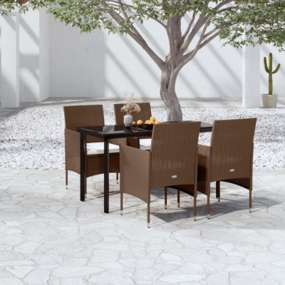 vidaXL Set de servit masa pentru grădină, 5 piese, maro și negru 3099301 foto