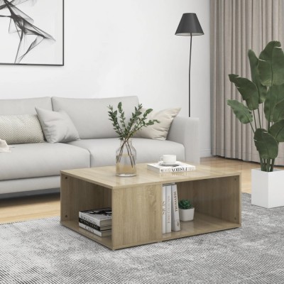 vidaXL Măsuță de cafea alb și stejar Sonoma 90x67x33 cm lemn prelucrat 806906 foto