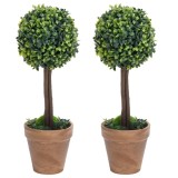 VidaXL Plante artificiale cimișir cu ghiveci, 2 buc. verde 33 cm minge