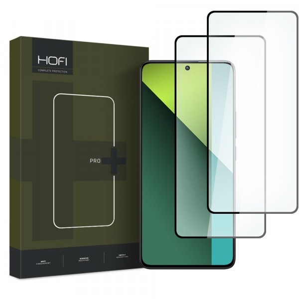 Folie de protectie Ecran HOFI Glass PRO+ pentru Xiaomi Redmi Note 13 Pro 4G / Note 13 5G, Sticla Securizata, Full Glue, Set 2 bucati, 2.5D, Neagra