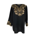 Cumpara ieftin Bluza Tip Ie Neagra cu Motiv Floral Auriu - BMG08