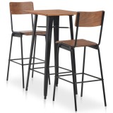 Cumpara ieftin Set mobilier de bar, 3 piese, maro si negru, otel