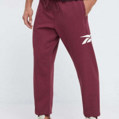 Reebok Classic pantaloni de trening culoarea bordo, cu imprimeu