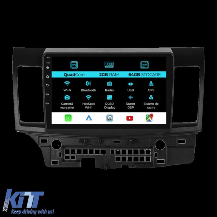 Navigatie Android Dedicata Mitsubishi Lancer (2007-2013), 9Inch, 2Gb Ram, 64Gb Stocare, Carplay Performance AutoTuning
