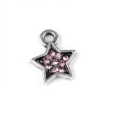 Pandantiv decorativ steluta cu strasuri, diametru 9 mm Roz, Crisalida