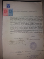 LOT 31 Document 1933 cu timbre fiscale Carol al II lea-efigia in cerc.aviatie foto