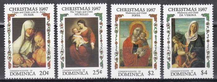 Dominica 1987 - Crăciun - Picturi de D&uuml;rer, Murillo, s.a., MNH