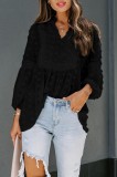 R819-1 Bluza casual din material vaporos accesorizat cu broderie si bulinute 3D