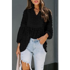 R819-1 Bluza casual din material vaporos accesorizat cu broderie si bulinute 3D