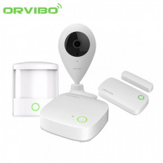 Kit sistem de securitate Orvibo 5 in 1, Mini Hub protocol ZigBee, Senzori Usa, PIR, Camera Video negru, Kit-MDC foto