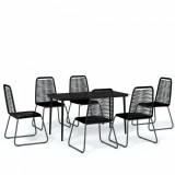 Set de mobilier pentru grădină, 7 piese, negru