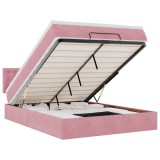 Cumpara ieftin Cadru de pat otoman cu saltea roz 140x190cm catifea