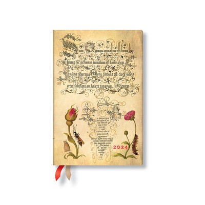 2024 Flemish Rose 12-Month Mini 416 Pg Day-At-A-Time Mira Botanica foto