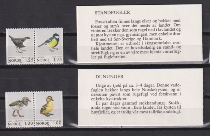 NORVEGIA PASARI MI: 811-814+CARNET MNH