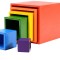 Joc din lemn Montessori, set 6 cuburi Curcubeu - HM-5