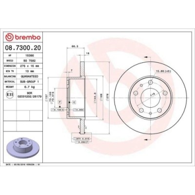 Set disc frana Iveco Daily 3 Autobus 05.99-05.06, Daily 3 Box 05.99-10.09, Daily 3 Platform / Chassis 03.98-10.09, Spate, 276X16mm, plin, BREMBO foto