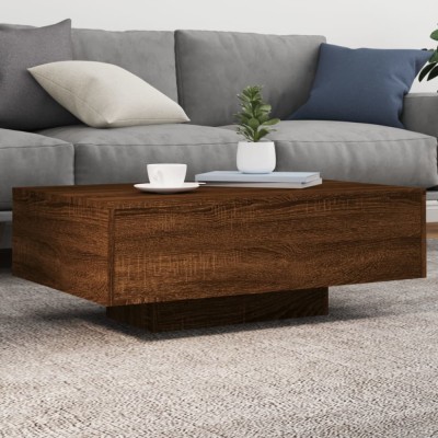vidaXL Măsuță de cafea cu lumini LED, stejar maro, 85x55x31 cm foto