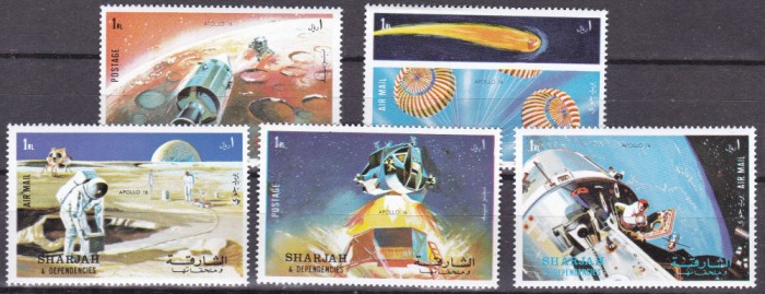 Sharjah 1972 cosmos Apollo 16 MI 982-986 MNH