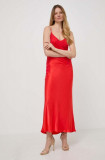 Bardot rochie culoarea rosu, maxi, drept