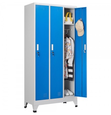 Vestiar metalic Premium cu picioare 3 usi color albastru 900x450x1920 mm (LxlxH), Asamblat, Extra Plus foto