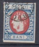ROMANIA 1869 LP 29 b REGELE CAROL I CU FAVORITI VALOAREA 50 BANI STAMPILAT