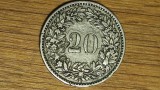 Elvetia - moneda de colectie an rar- 20 rappen 1883 B - Libertas - frumoasa !, Europa