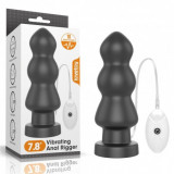 Vibrator Anal Rigger King Size 20cm, Telecomanda, 10 Functii, Negru, Ventuza, Lovetoy + Lubrifiant Cadou