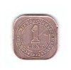 Moneda Malaezia 1 cent 1943, stare buna, curata, Asia, Bronz