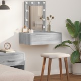 vidaXL Masă de toaletă suspendată cu LED, gri sonoma