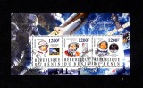 Coliță Benin 2015 &ndash; Pionierii Spațiului, Leonov, Tereshkova &amp; Neil Armstrong, ștampilată CTO