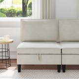 vidaXL Sofa cu Depozitare Crem Catifea 42027112