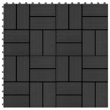 VidaXL Plăci de pardoseală 11 buc, negru, 30 x 30 cm, WPC, 1 mp