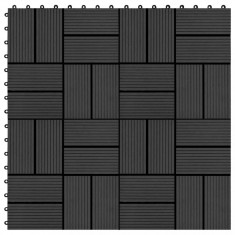 vidaXL Plăci de pardoseală 11 buc, negru, 30 x 30 cm, WPC, 1 mp