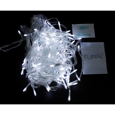 Componenta Instalatie de Craciun Flippy&amp;reg; Tip Franjuri, 8 jocuri de lumini Sectiune 5 m, 143 LED-uri, Interconectabila, Fir Transparent, Alb Rece, Nu c foto
