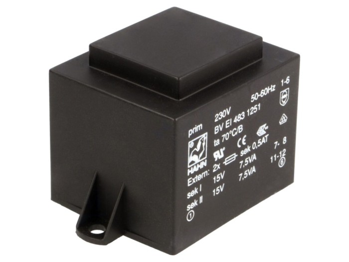 Transformator &icirc;ncapsulat 15VA 230V 15V