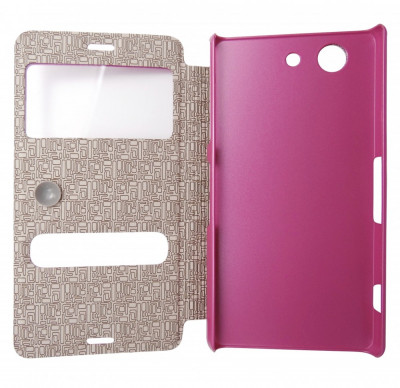 Husa tip carte roz (cu decupaj frontal) pentru Sony Xperia Z3 Compact foto