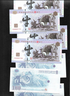 China bancnota fantezie 100 vitelul cu mamica lui unc pret pe bucata foto