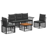 vidaXL Set de canapele de exterior 6 pcs Negru și Gri &icirc;nchis Poliester 3437661
